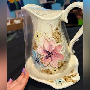 Vintage Napcowe Pitcher and Basin, Hand Painted